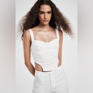 ZARA Denim Corset Top in White Size Medium